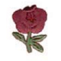 Embroidered Stock Appliques - Burgundy Red Rose